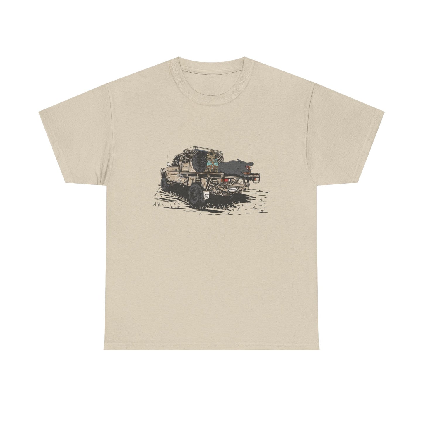 Hog Hunting Graphic T Shirt Unisex Heavy Cotton Tee