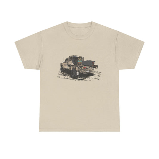 Hog Hunting Graphic T Shirt Unisex Heavy Cotton Tee