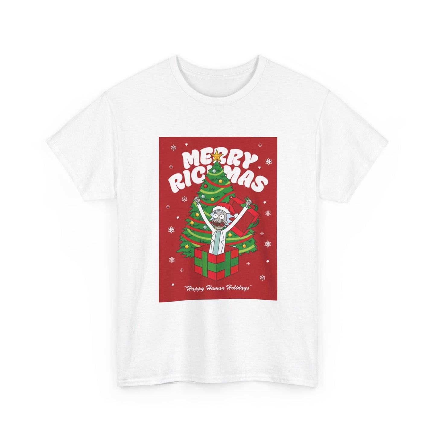 Merry Christmas Rick and Morty Tshirt Funny Cartoon Graphic Unisex Heavy Cotton