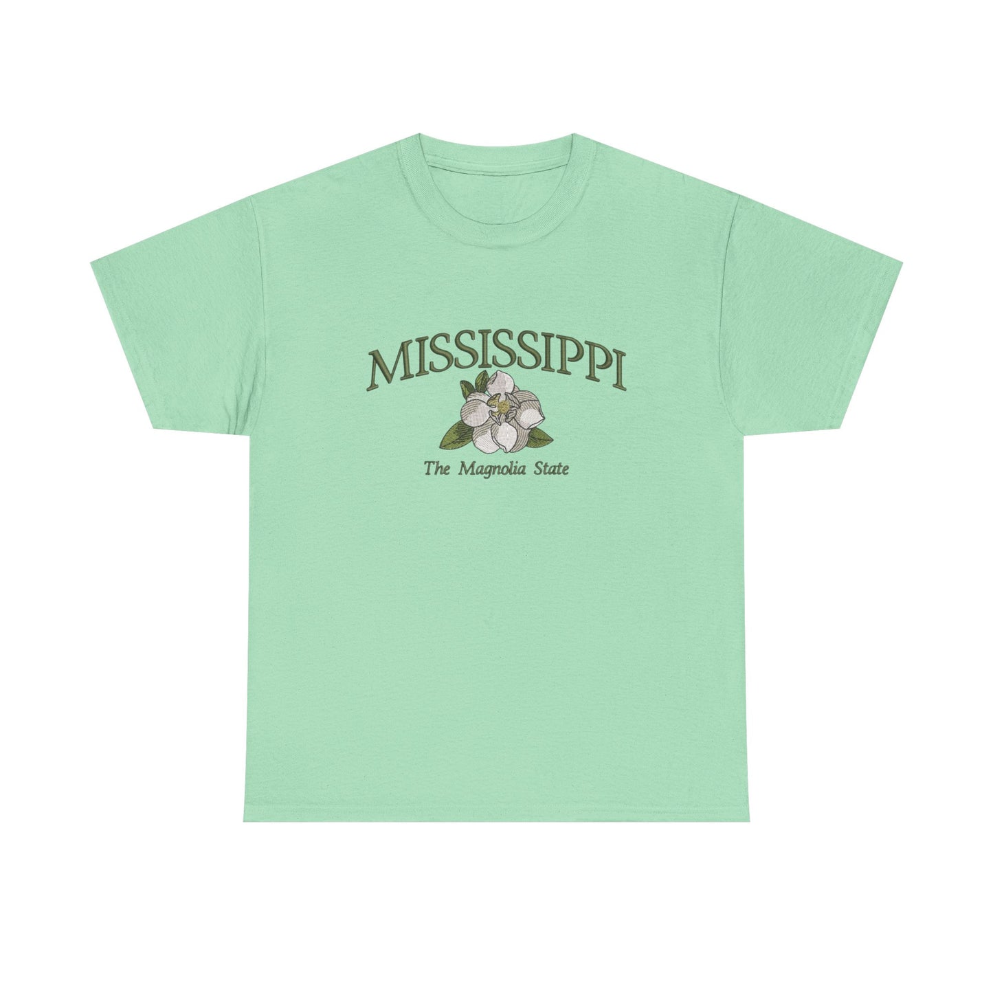 Mississippi The Magnolia State Graphic T Shirt NEW Unisex Heavy Cotton Tee