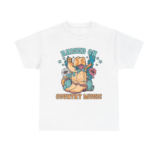 Raised On Country Graphic T Shirt Womens Vintage Retro Cotton Tee