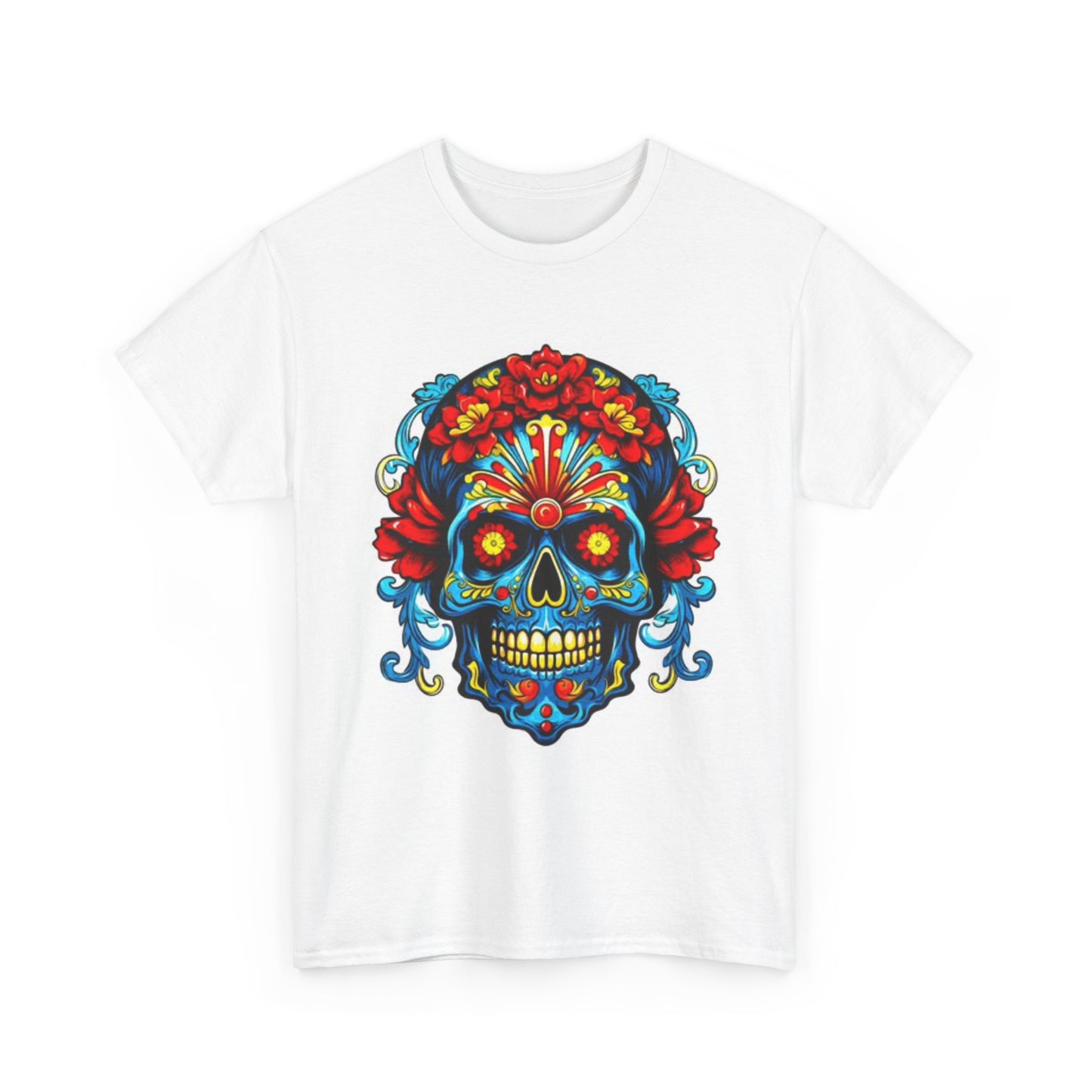 Day Of The Dead Vintage Flower Graphic T Shirt Unisex Heavy Cotton Tee