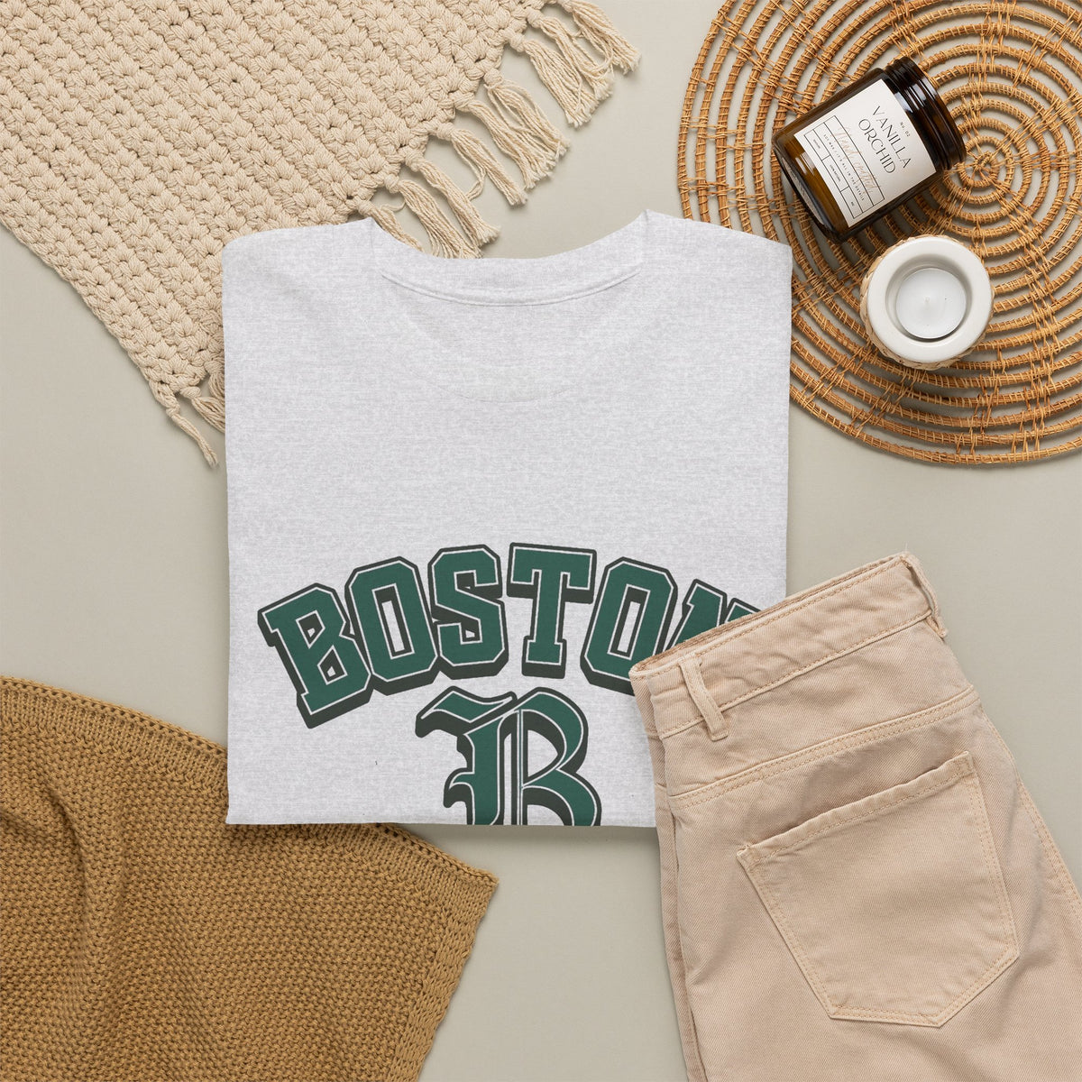 Boston Graphic T Shirt Classic Vintage Apparel Men's Heavy Cotton Tee
