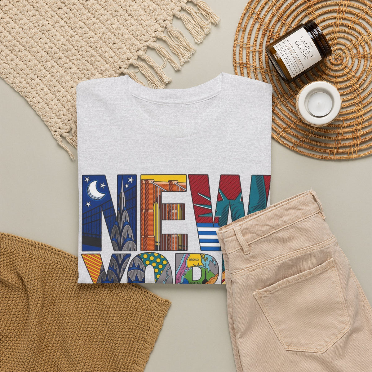 New York City Art Graphic T Shirt Men's Classic Retro Heavy Cotton Tee