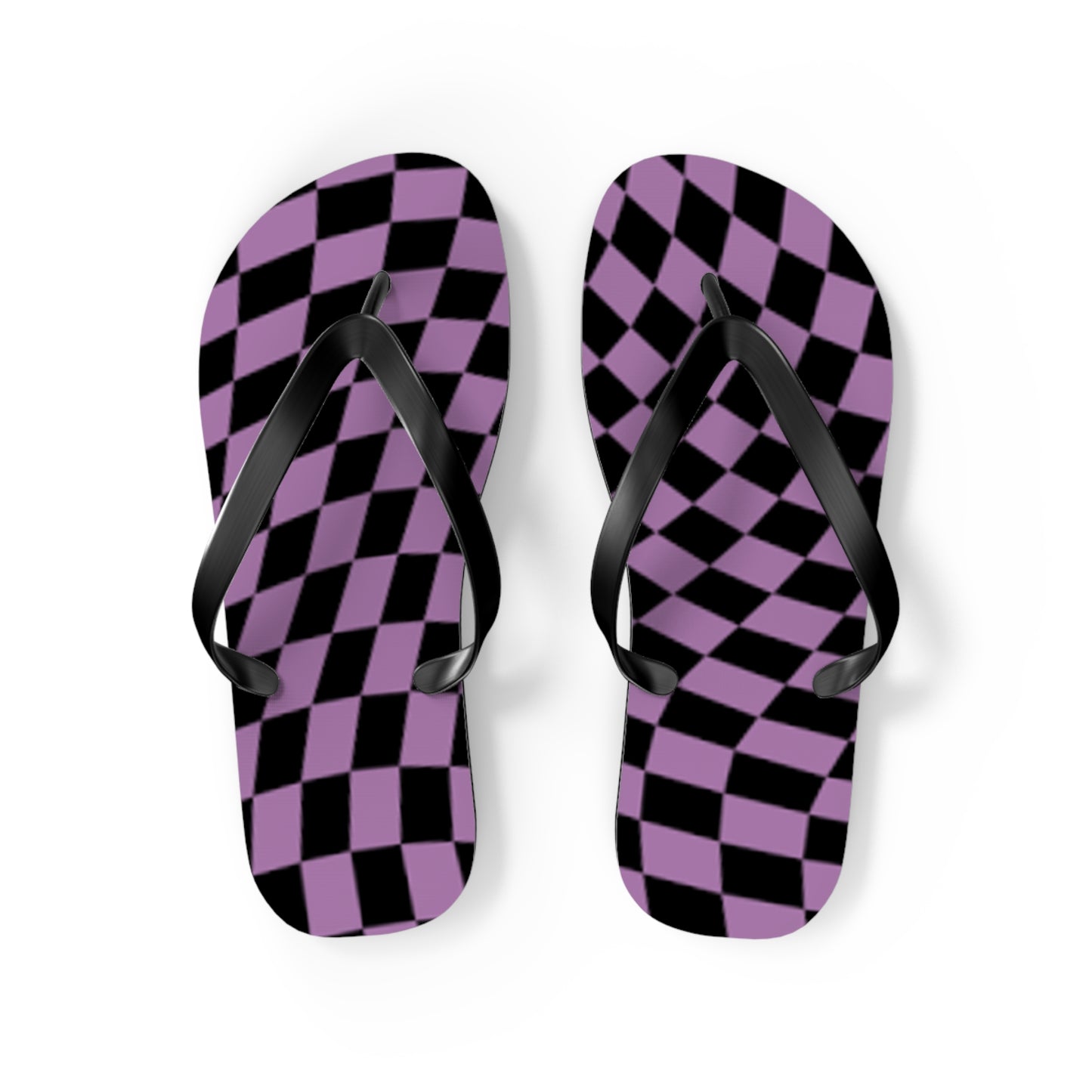 Purple Checkered Sandals, Beach Shoes, Vacation Flip Flops, Pool Slides