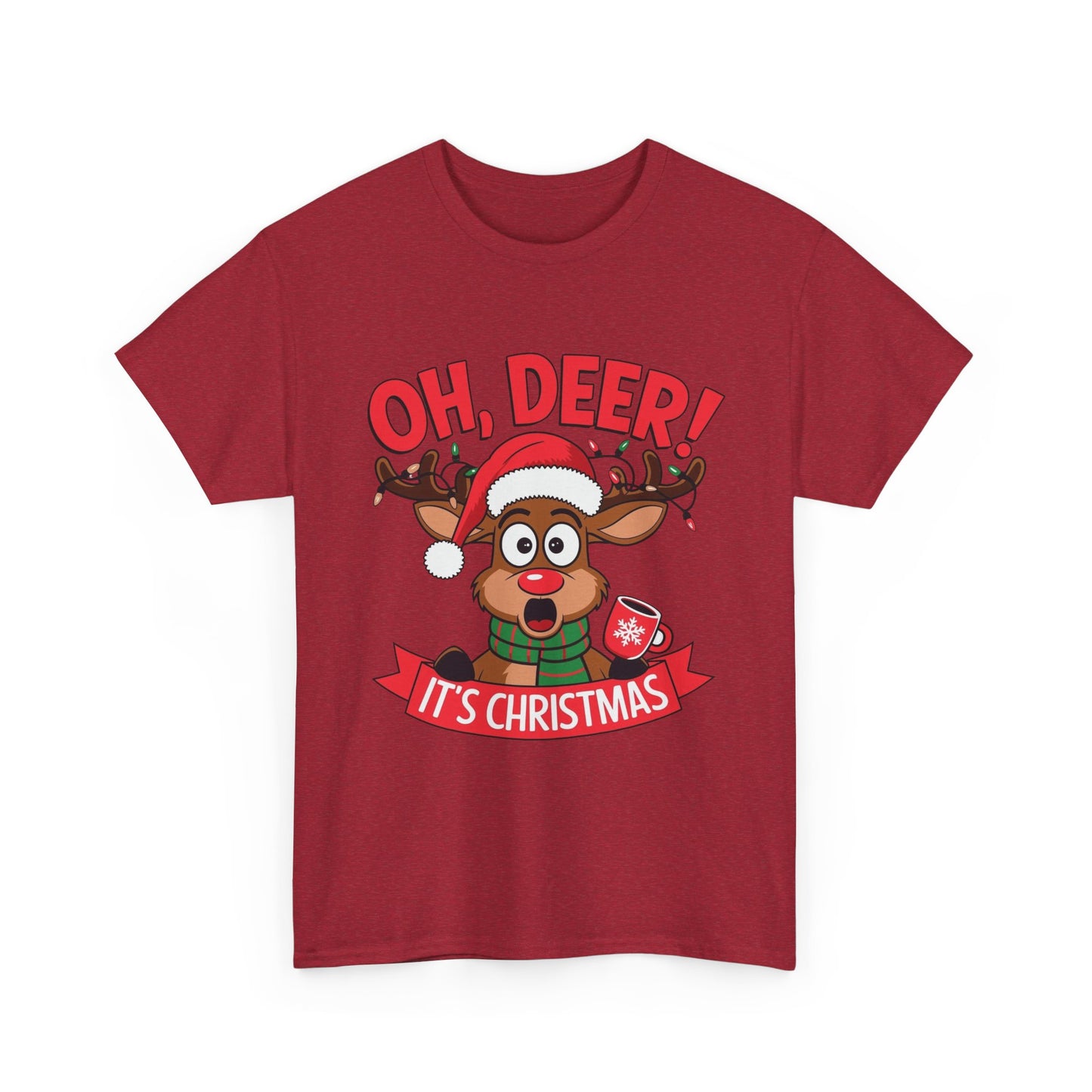 Oh Deer Its Christmas Graphic T Shirt NEW Unisex Heavy Cotton Tee