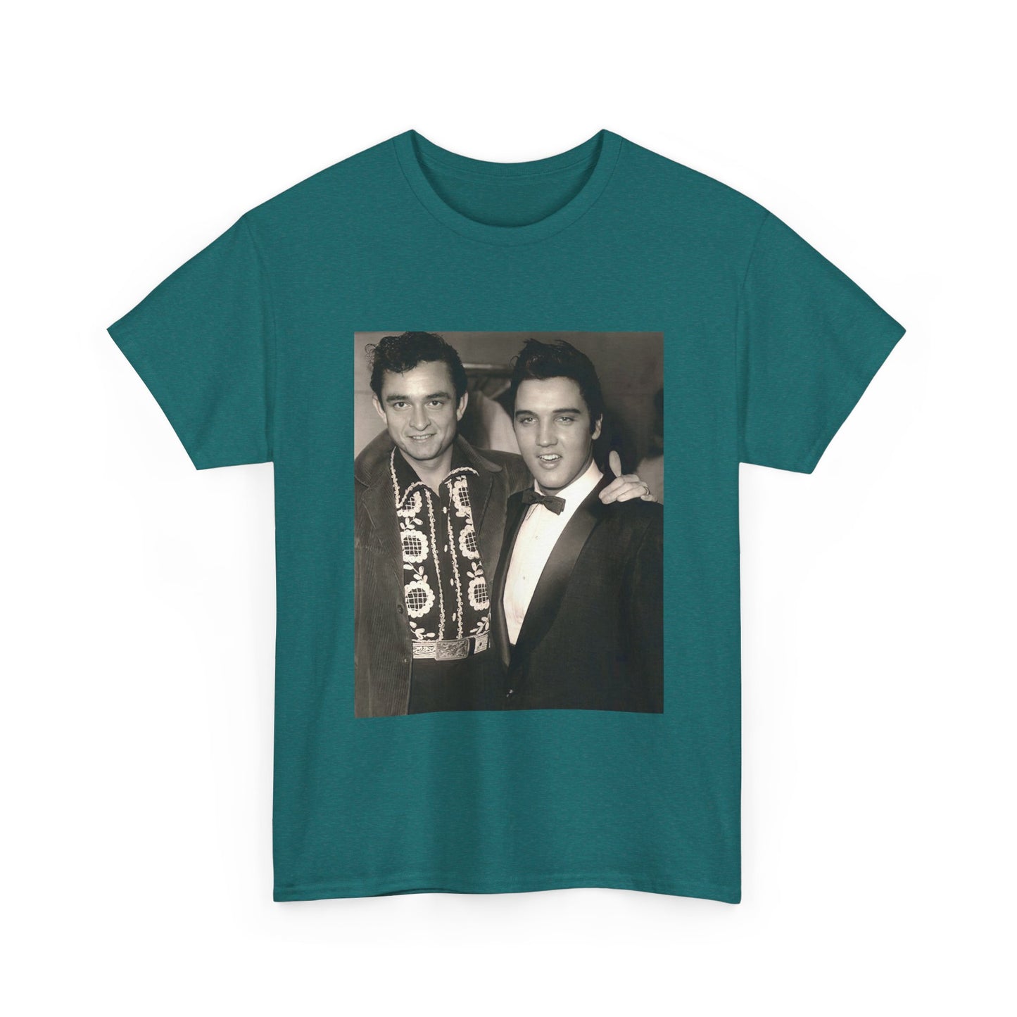 Elvis And Johnny cash shirt vintage graphic art black and white Heavy Cotton