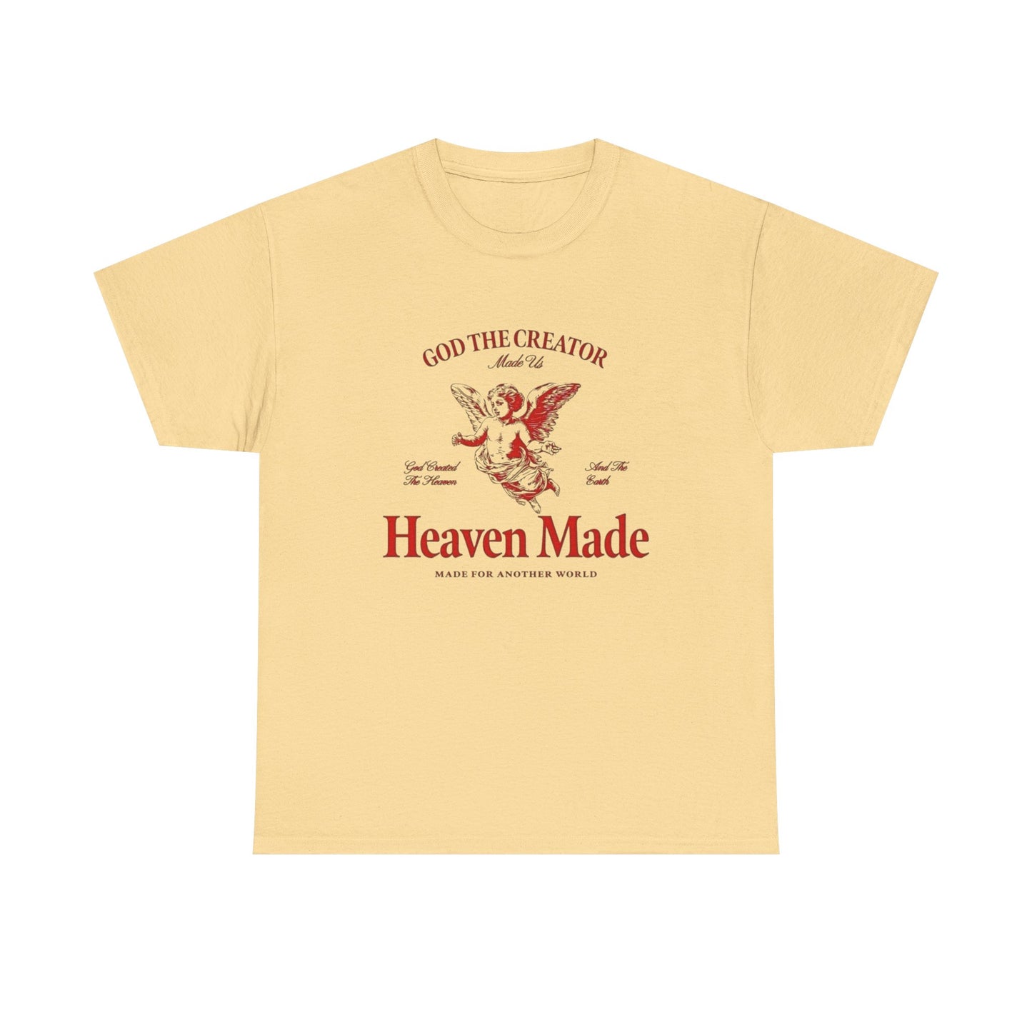 God The Creator Heaven Made Graphic T Shirt Men's Heavy Cotton Tee