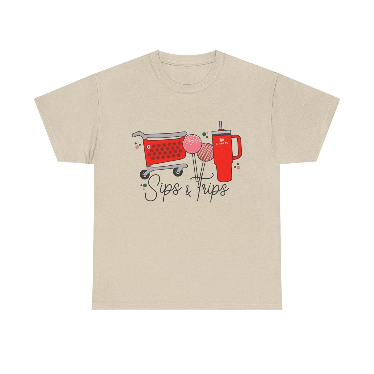 Sips And Trips Shopping Target Run Graphic T Shirt NEW Unisex Heavy Cotton Tee