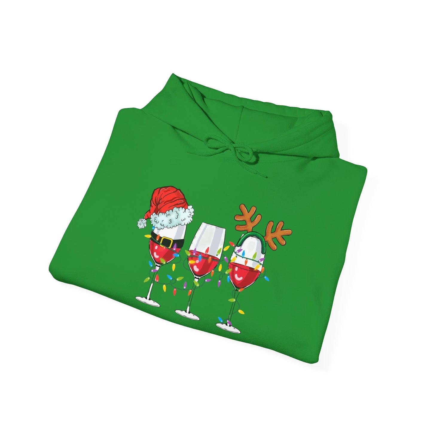 Christmas Wine Glasses Graphic Hoodie Unisex Heavy Blend™ Hooded Sweatshirt