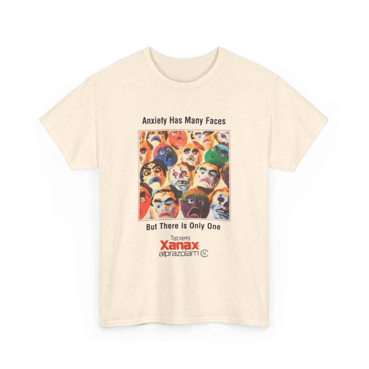 Anxiety Has Many Faces Graphic T Shirt Unisex Heavy Cotton Tee Gift New