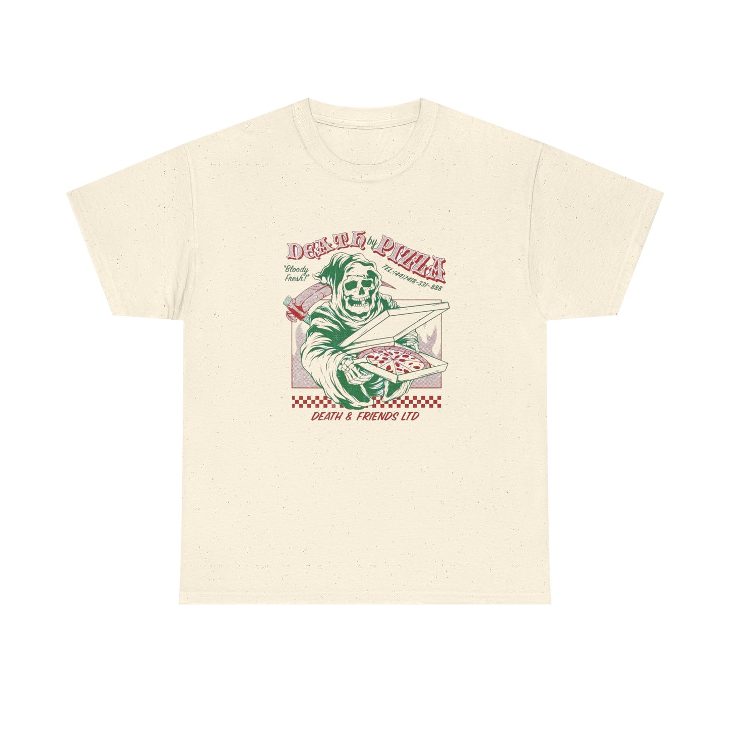 Death By Pizza Graphic T Shirt NEW Heavy Cotton Tee