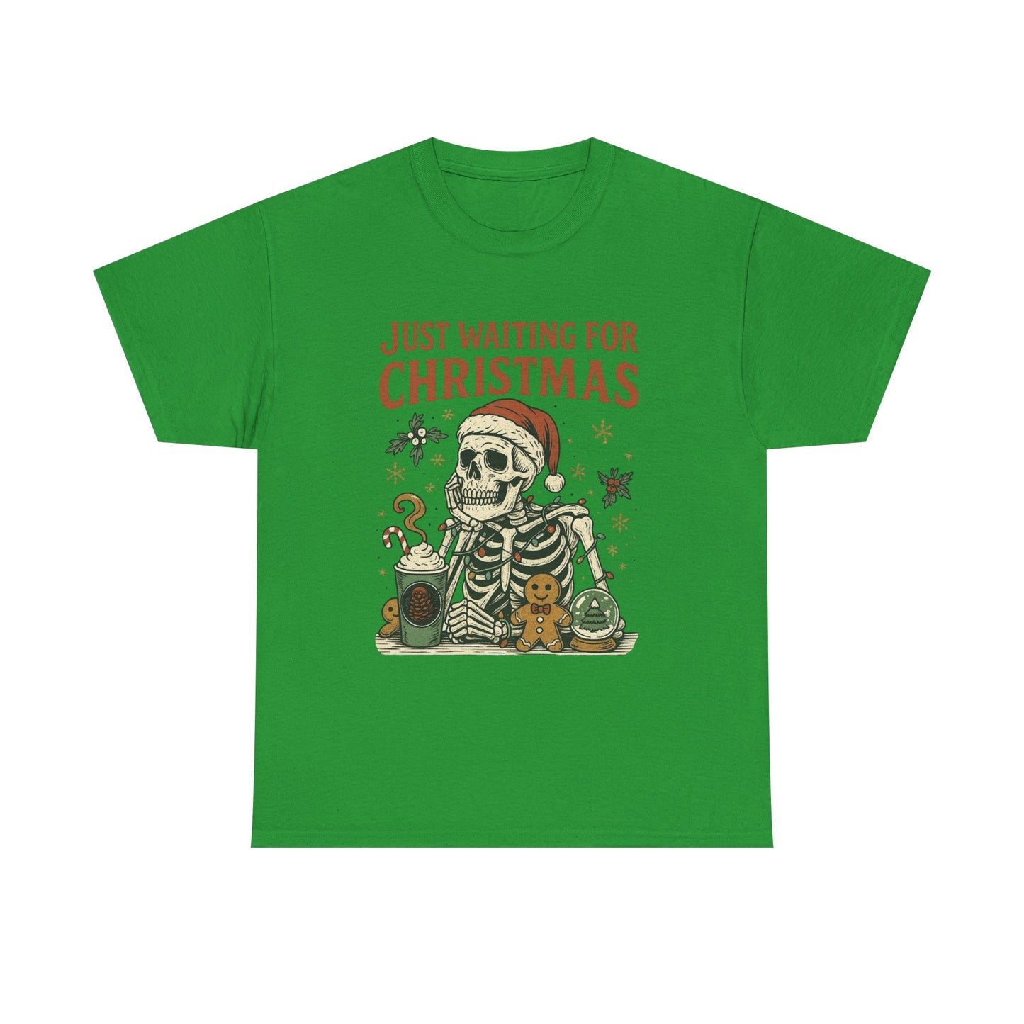 Just Waiting For Christmas Graphic T Shirt NEW Unisex Heavy Cotton Tee