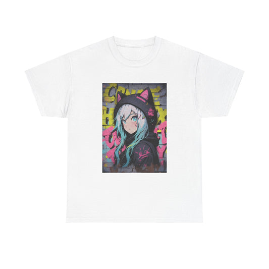 Waifu Anime T-shirt Girl Graphic Cartoon Retro Gaming Unisex Heavy Tee Gamer 52