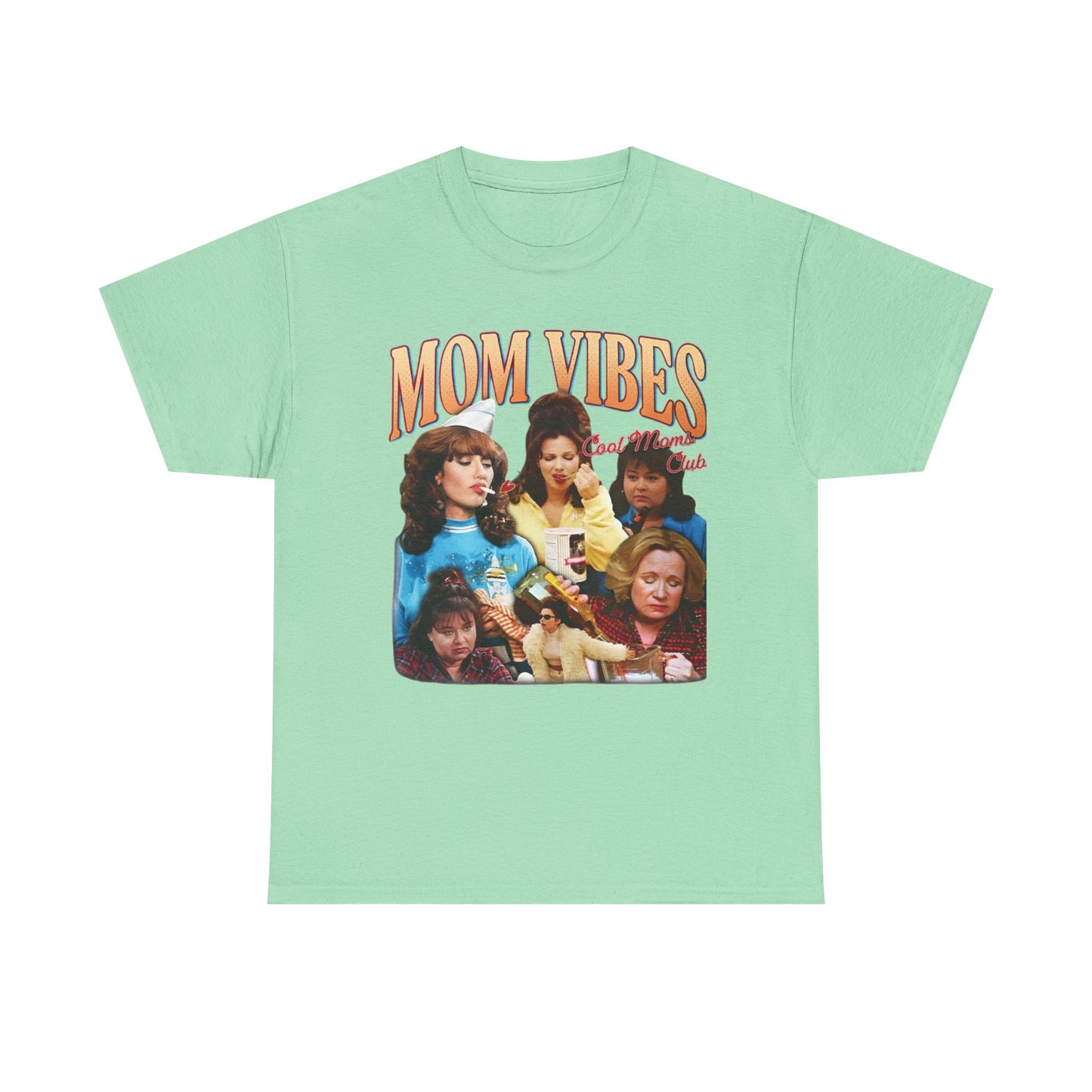 Mom Vibes Retro Graphic T Shirt Vintage Womens Funny 90s Cotton Tee