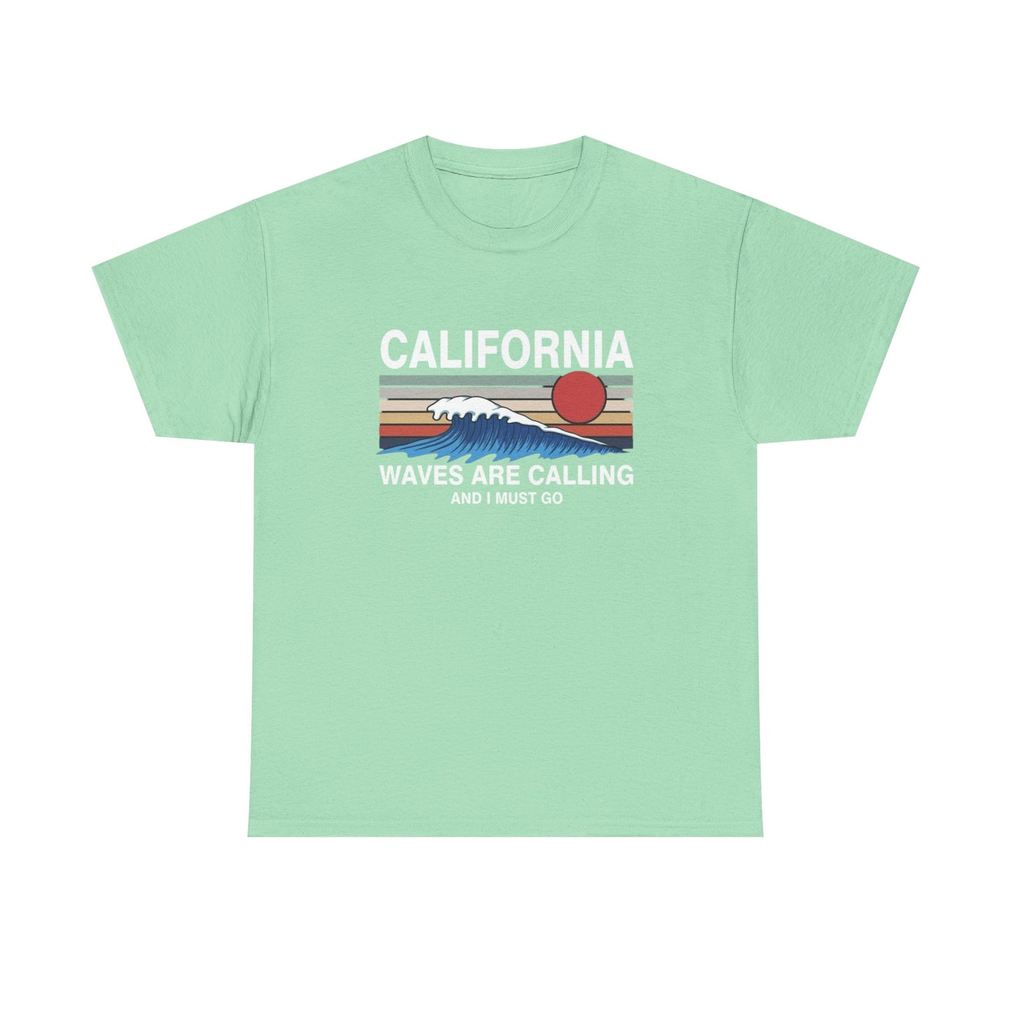 California Waves Are Calling Surfing Graphic T Shirt Unisex Adults NEW