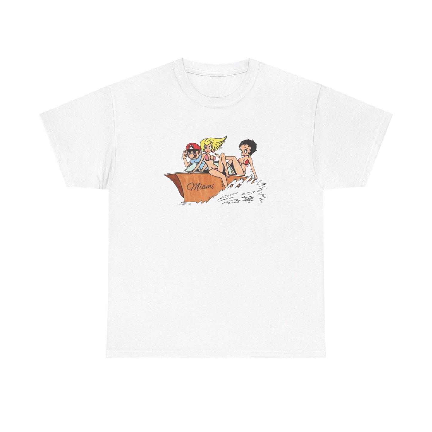 Miami Cartoons Funny Vintage Graphic T-Shirt Comfy Cotton Tee Brand NEW