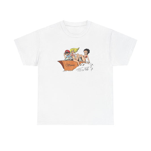 Miami Cartoons Funny Vintage Graphic T-Shirt Comfy Cotton Tee Brand NEW