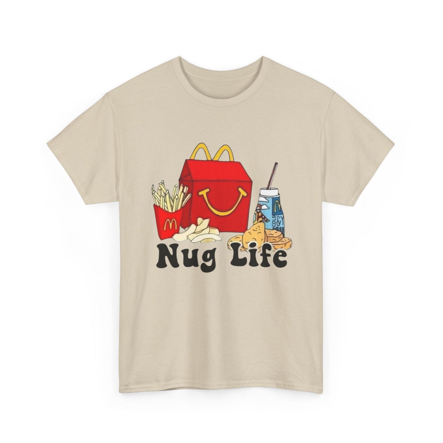 Nug Life Funny Happy Meal 90s Kids Graphic T Shirt New Unisex Heavy Cotton Tee