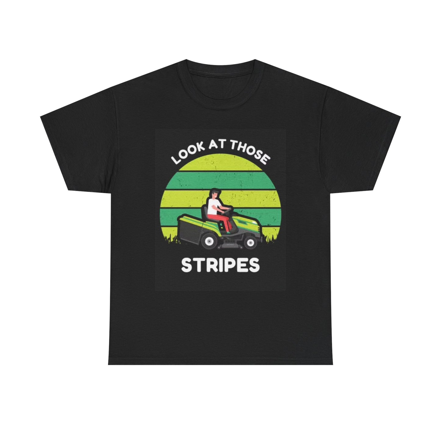 Lawn Care Stripes T Shirt Funny Dad Lawn Mower Grass Unisex Heavy Cotton Tee
