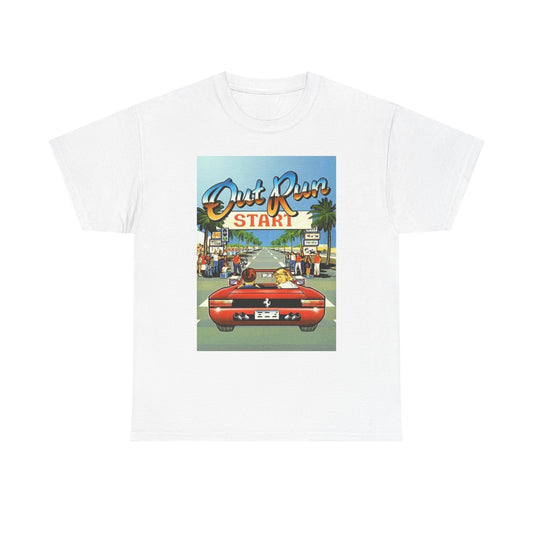 Out Run Game Graphic T Shirt Vintage Retro Unisex Heavy Cotton Tee