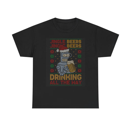 Jingle Beers T Shirt Bender Graphic Futurama Unisex Heavy Cotton Tee