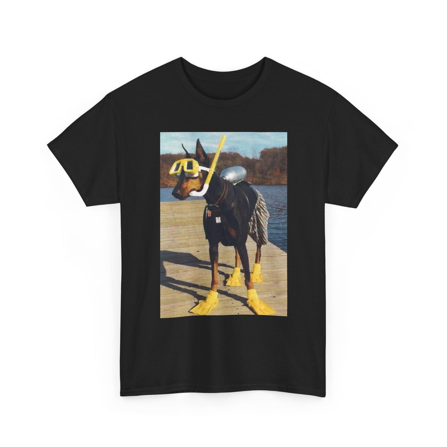 Funny Dog Swimming Jokes Graphic T-Shirt Unisex Heavy Cotton Tee NEW