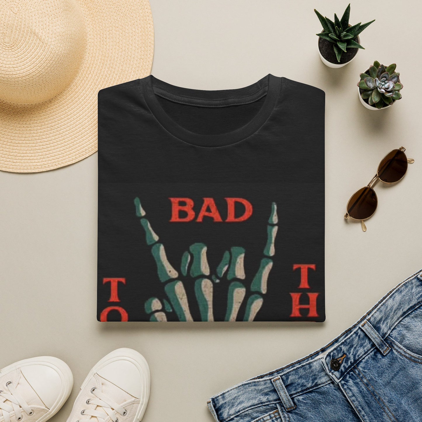 Bad To The Bone Graphic T Shirt Retro Skull Vintage Rock Unisex Softstyle