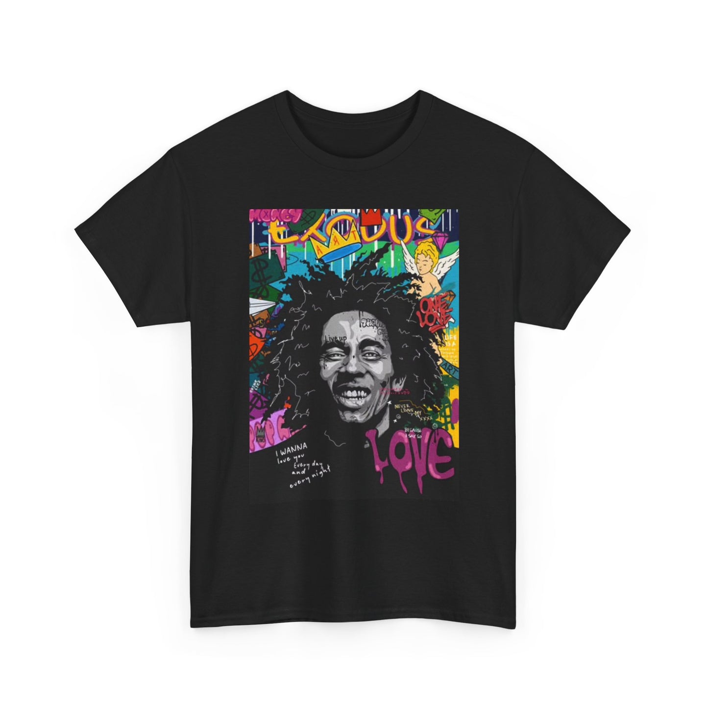 Bob Jamaica Marley Graphic T Shirt Vintage Painting Retro Unisex Heavy Cotton