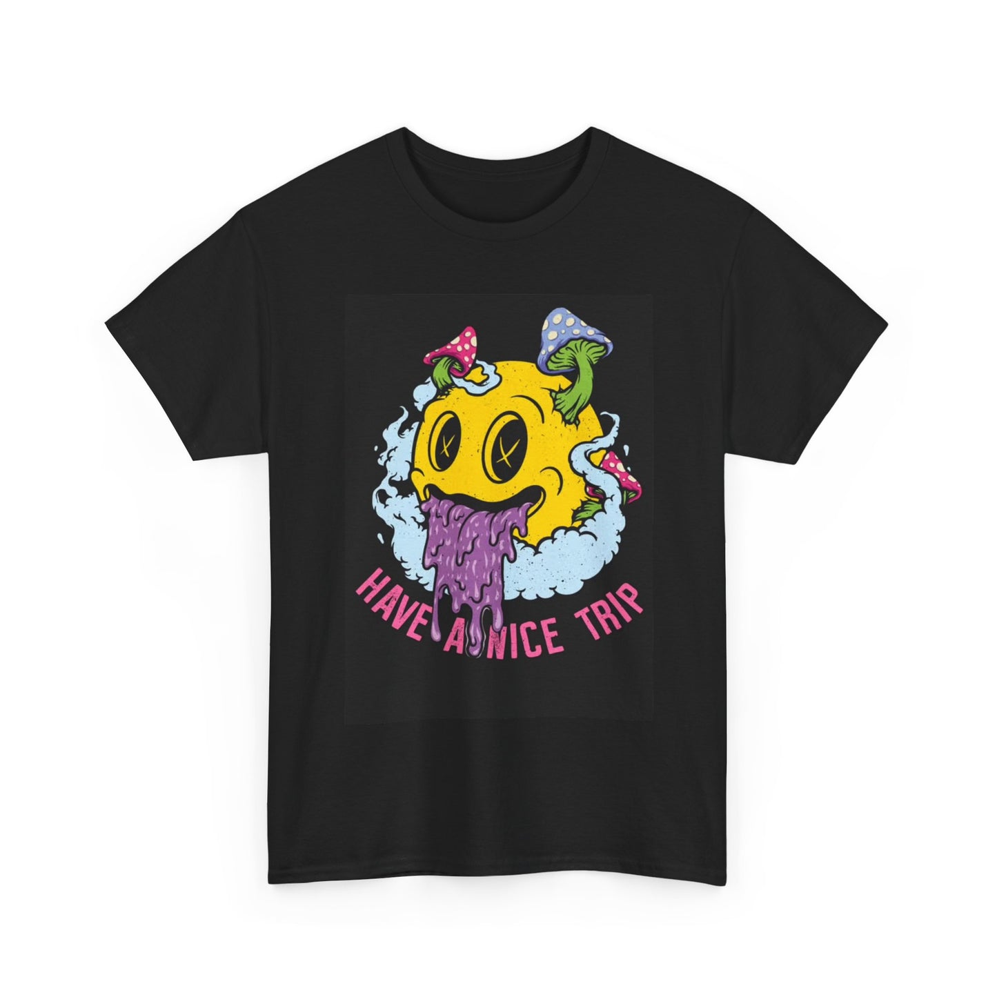 Have a nice Trip Tshirt Retro Emoji Gift Funny Mushrooms Unisex Heavy Cotton Tee