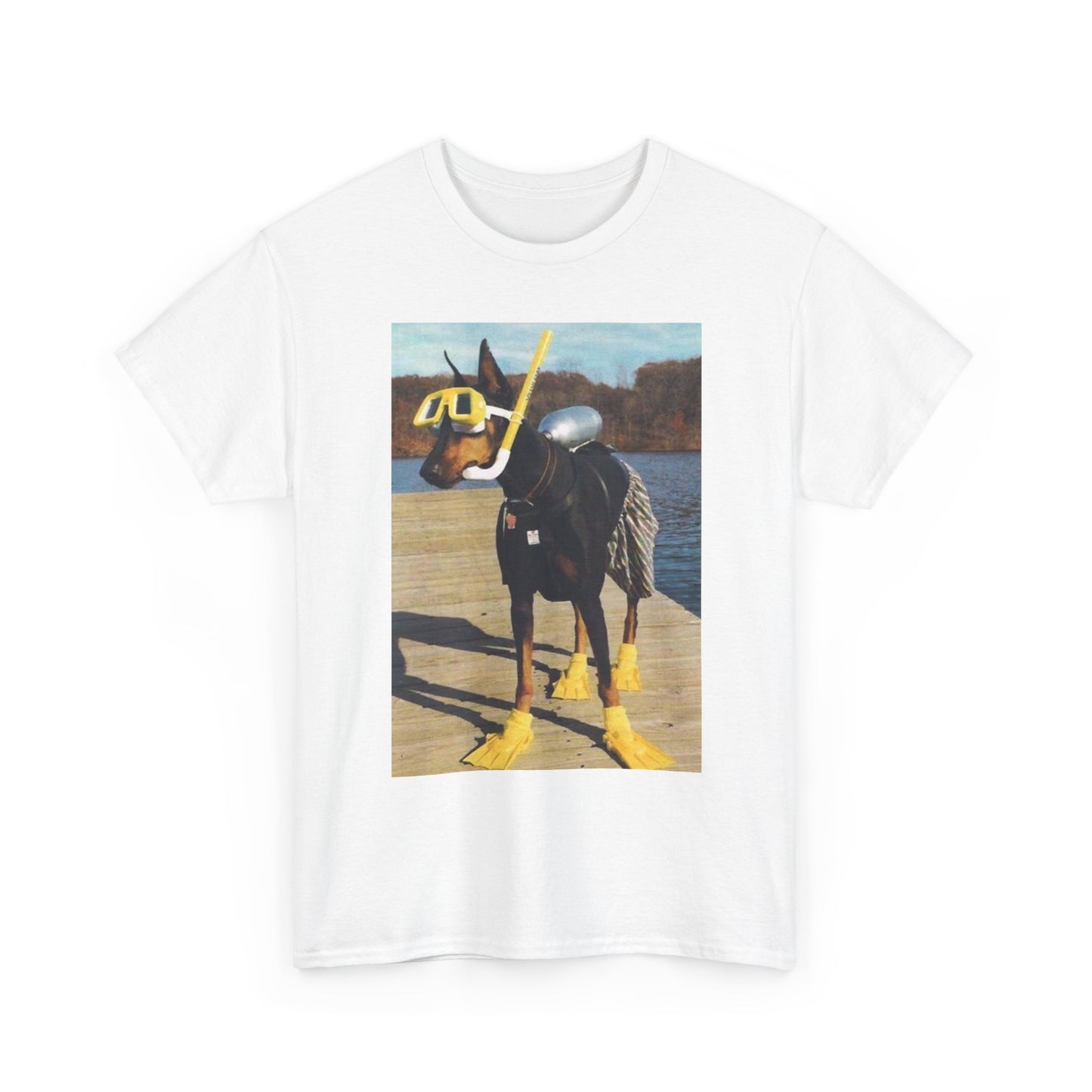 Funny Dog Swimming Jokes Graphic T-Shirt Unisex Heavy Cotton Tee NEW