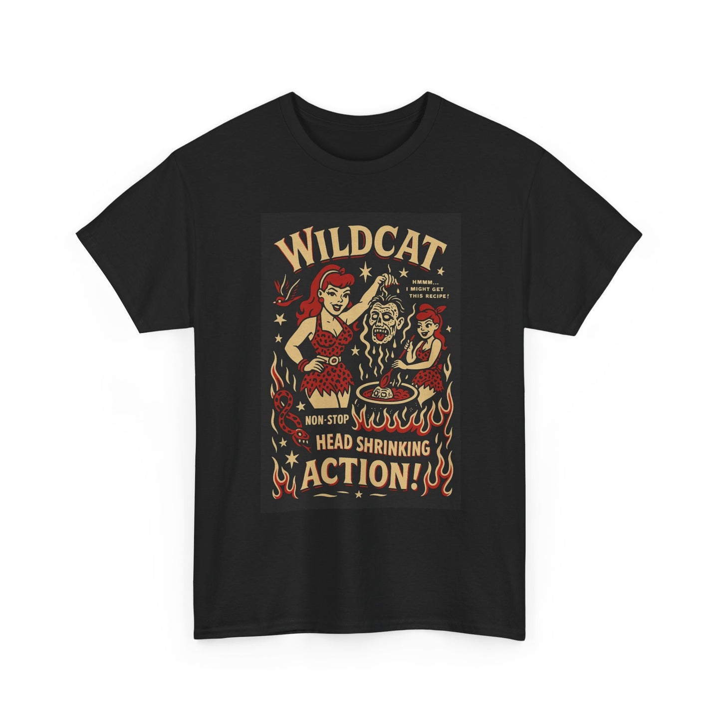Wildcat Head Shrinking Graphic T Shirt Cotton Tee