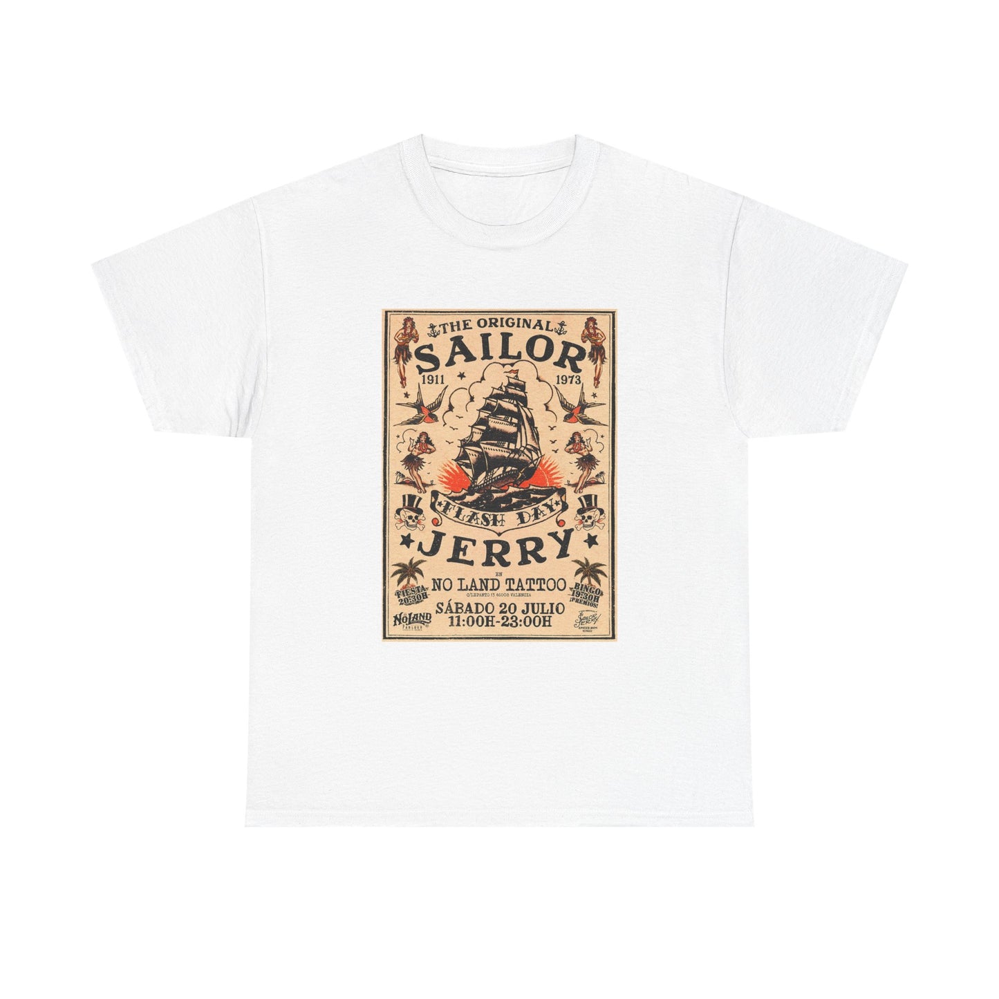 Sailor Jerry Tshirt Vintage Navy Tattoos Sailor Retro Unisex Heavy Cotton Tee