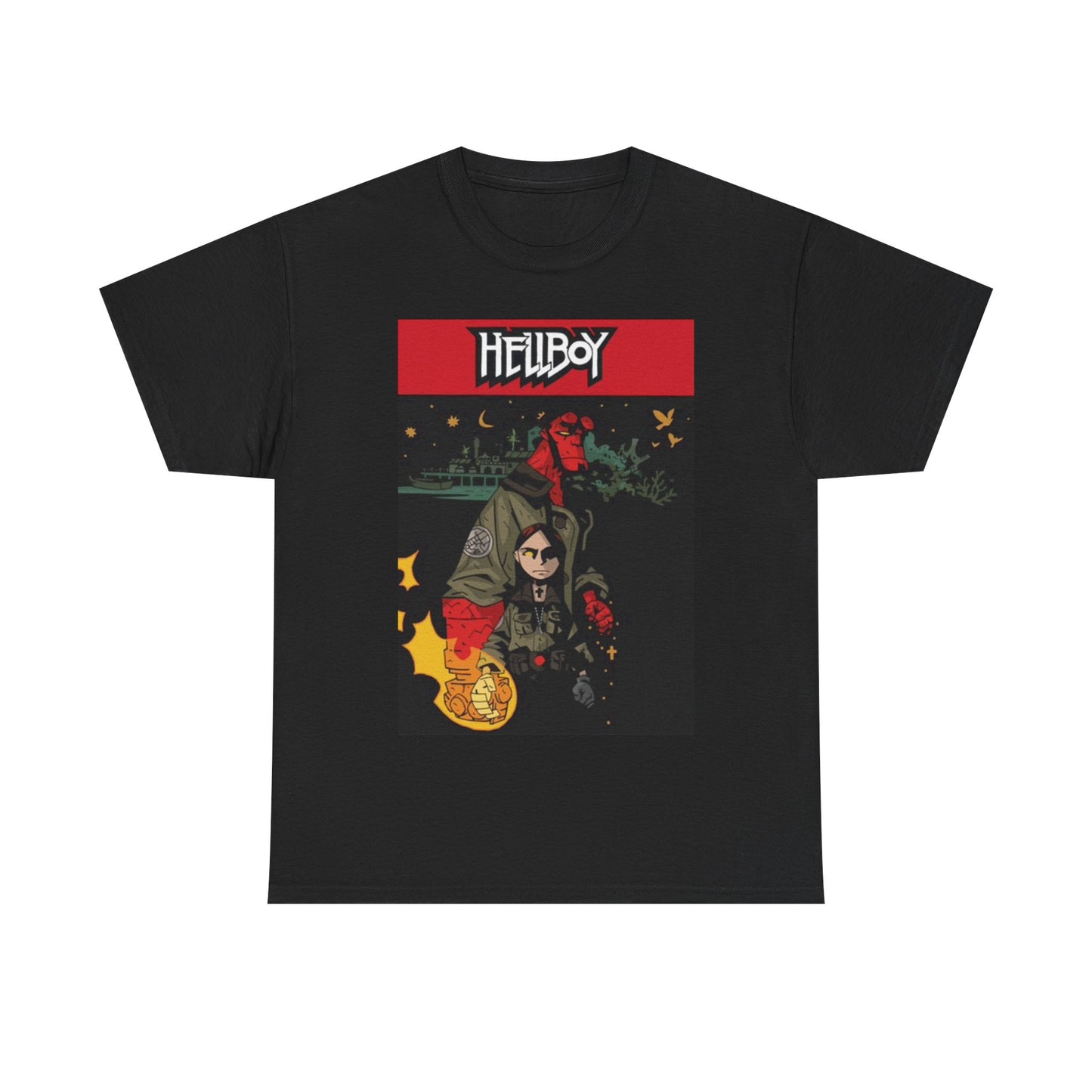 Hellboy Shirt Cartoon Movie Poster Retro Unisex Heavy Cotton Tee