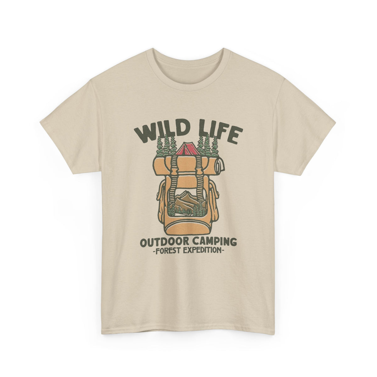 Wild Life Outdoor Camping Graphic T Shirt Men's Heavy Cotton Tee