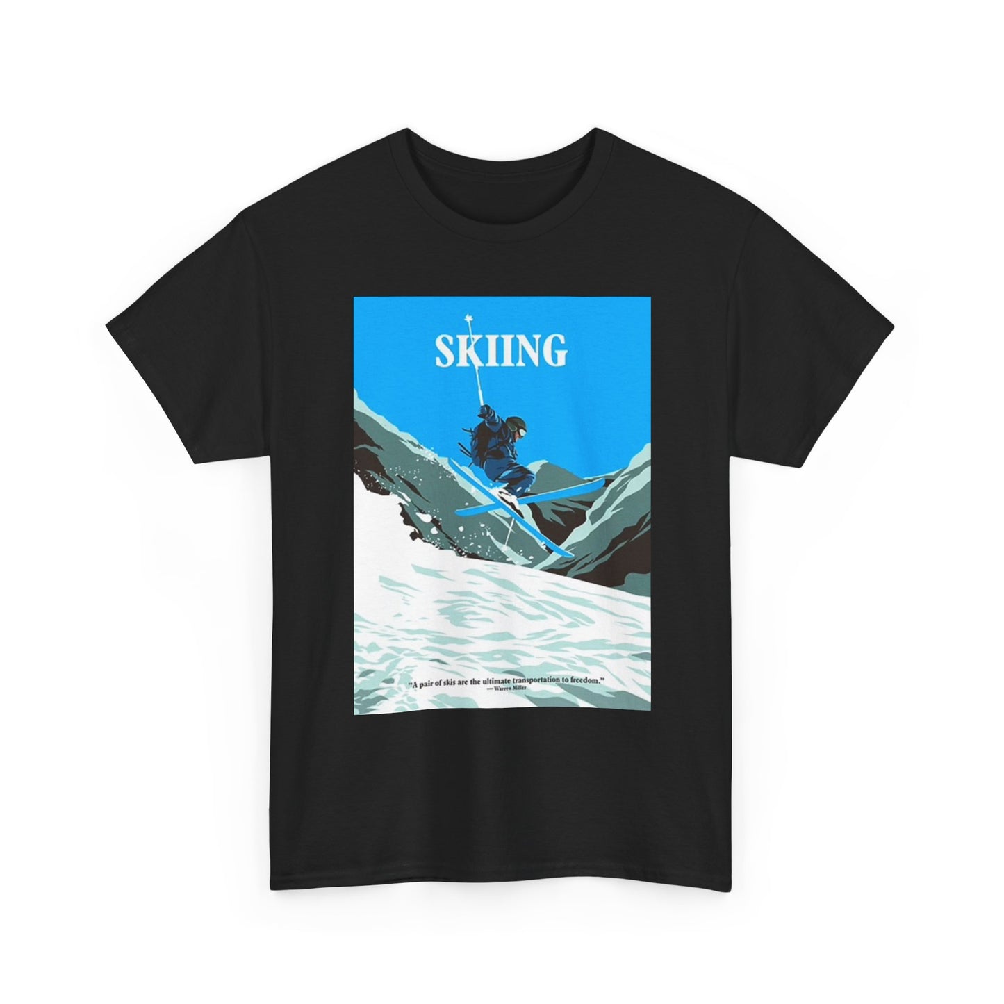Skiing Graphic T Shirt Snow Mountains Unisex Heavy Cotton Tee