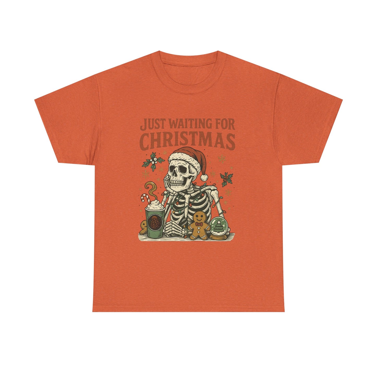 Just Waiting For Christmas Graphic T Shirt NEW Unisex Heavy Cotton Tee