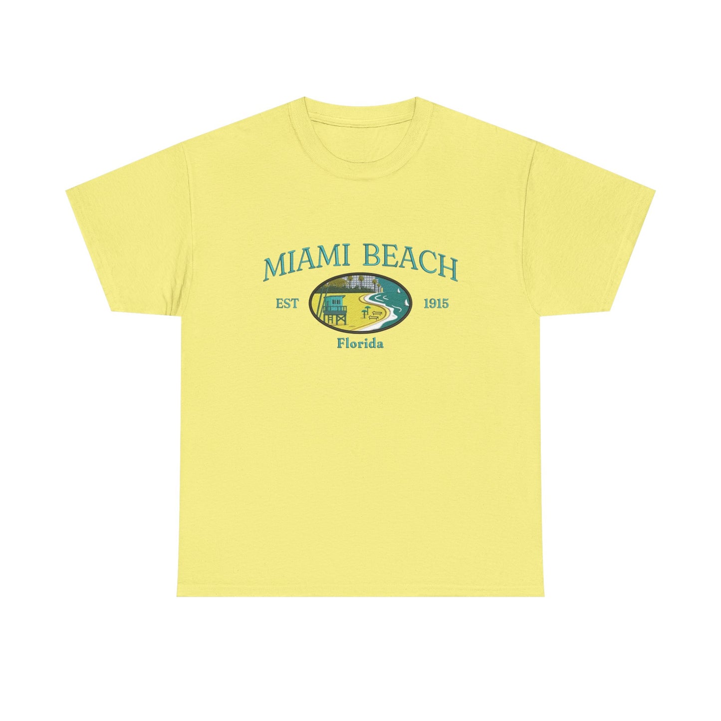 Miami Beach Vintage Graphic T Shirt NEW Unisex Heavy Cotton Tee
