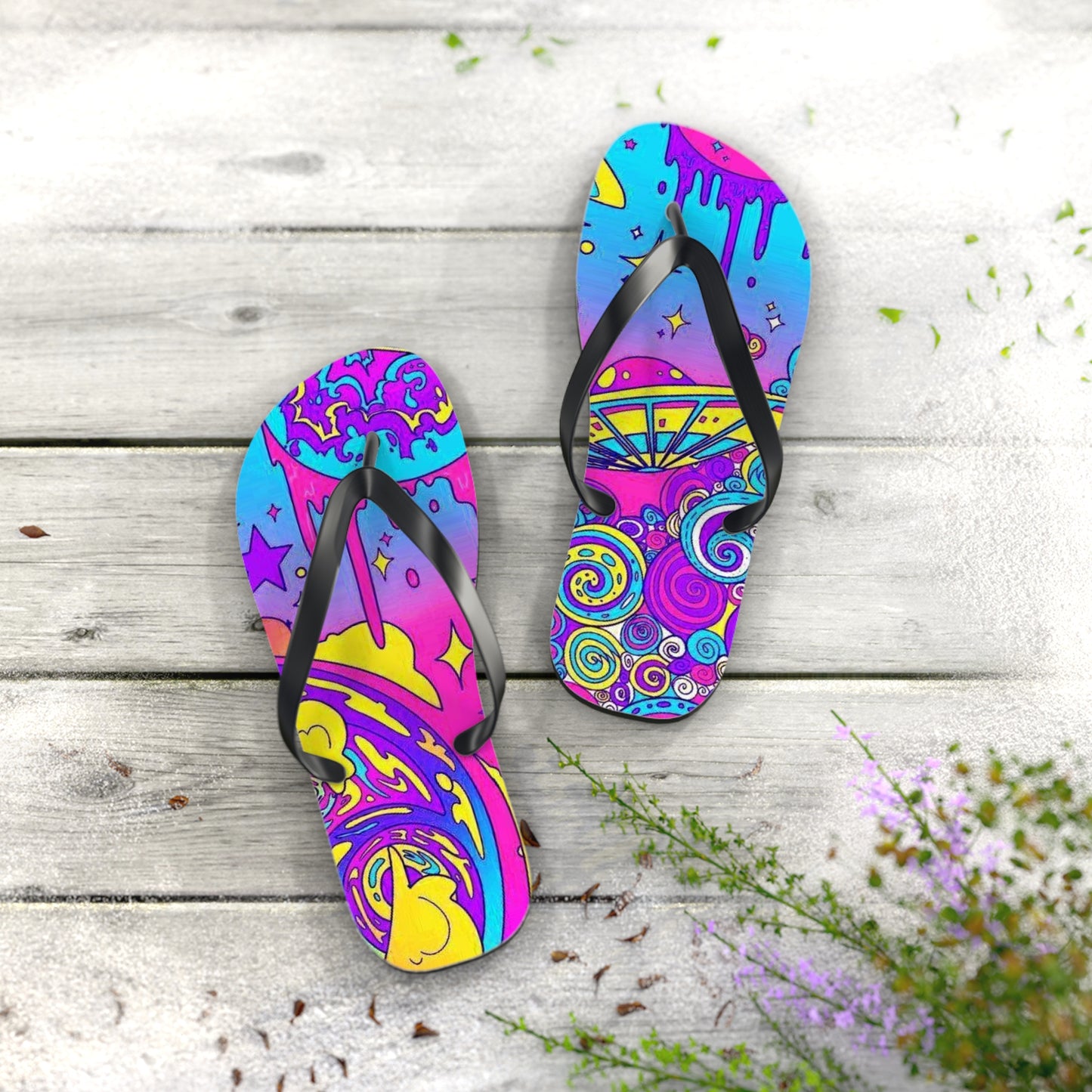 Neon Drip Beach Sandals, Slides for Summer, Flip Flops, Water Resistant