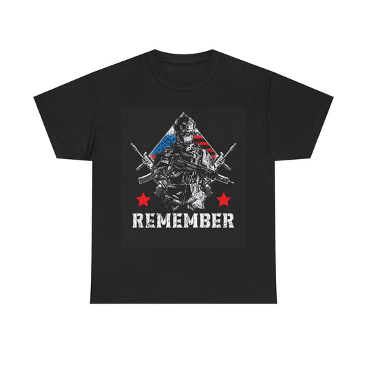 Remember Veterans Tshirt American Military American Flag USA Unisex Heavy Cotton