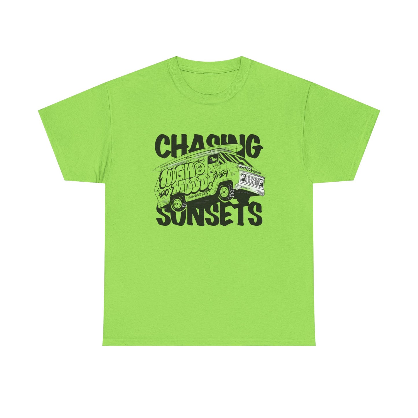 Chasing Sunsets Surfing Graphic T Shirt NEW Unisex Heavy Cotton Tee
