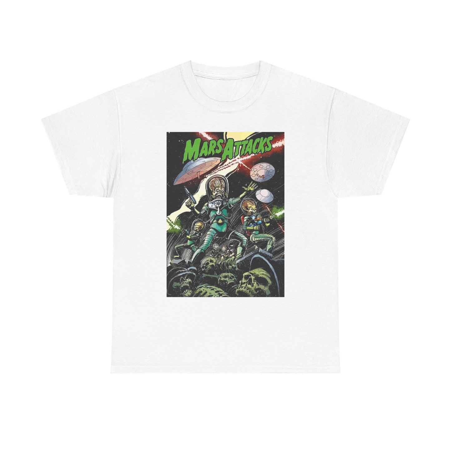 Mars Attacks Graphic T Shirt Retro Poster Movie Unisex Heavy Cotton Tee