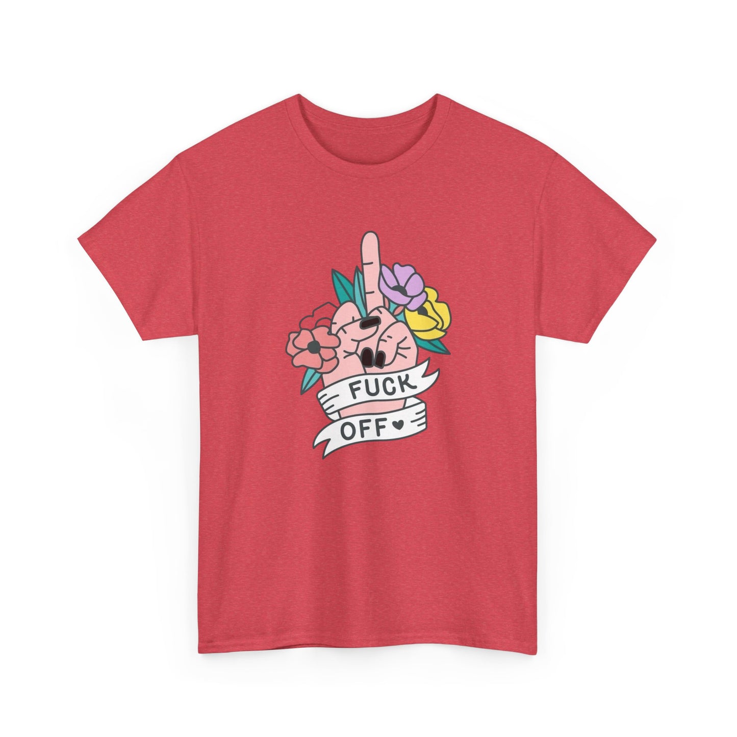 Flowers Middle Finger T Shirt Graphic Unisex Heavy Cotton Tee NEW GIFT
