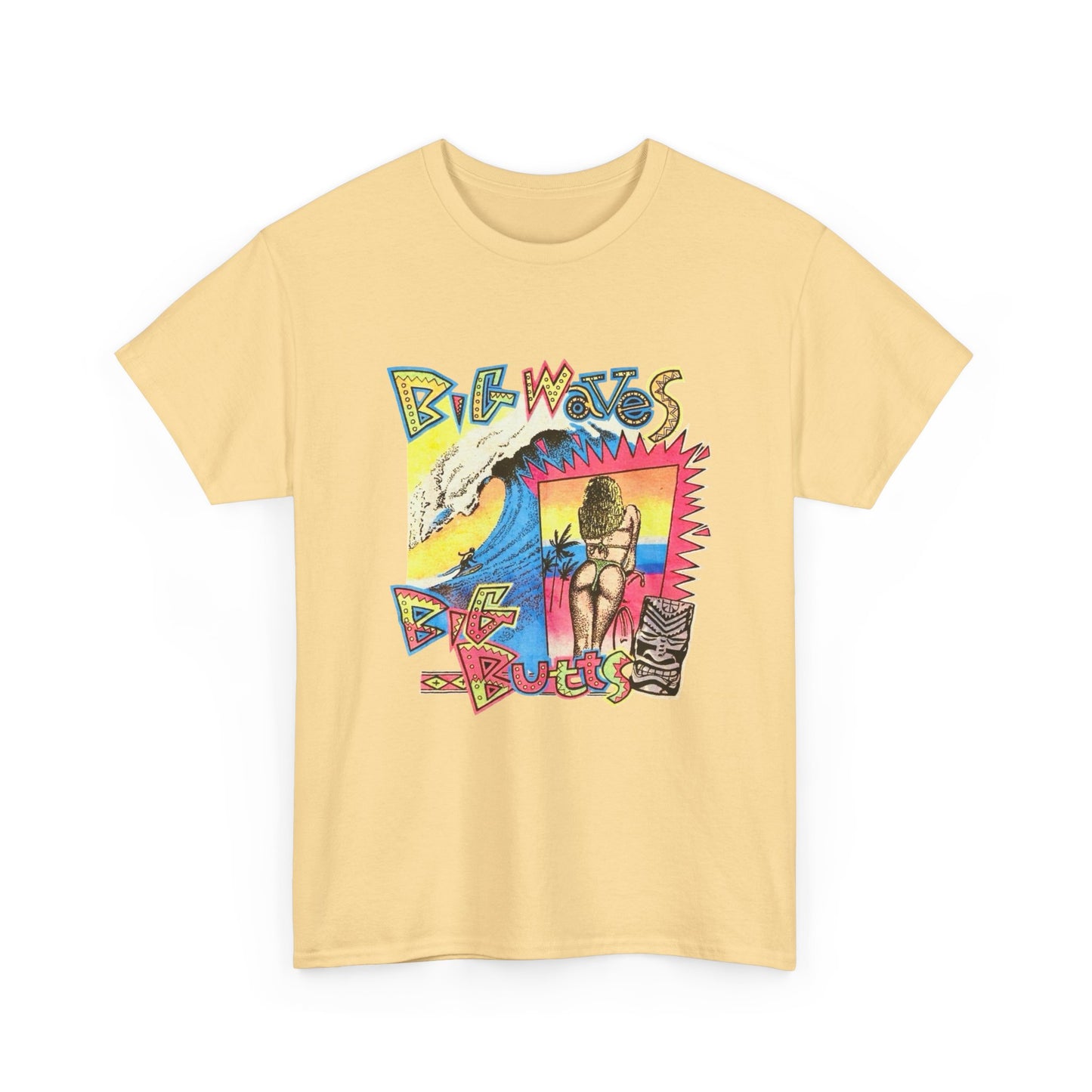 Big Waves Big Asses Vintage Surfing Graphic T Shirt NEW Unisex Heavy Cotton Tee
