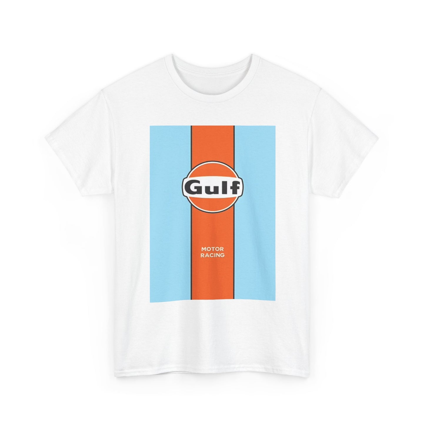 Gulf Racing Graphic T Shirt Retro Car Poster Unisex Heavy Cotton Tee