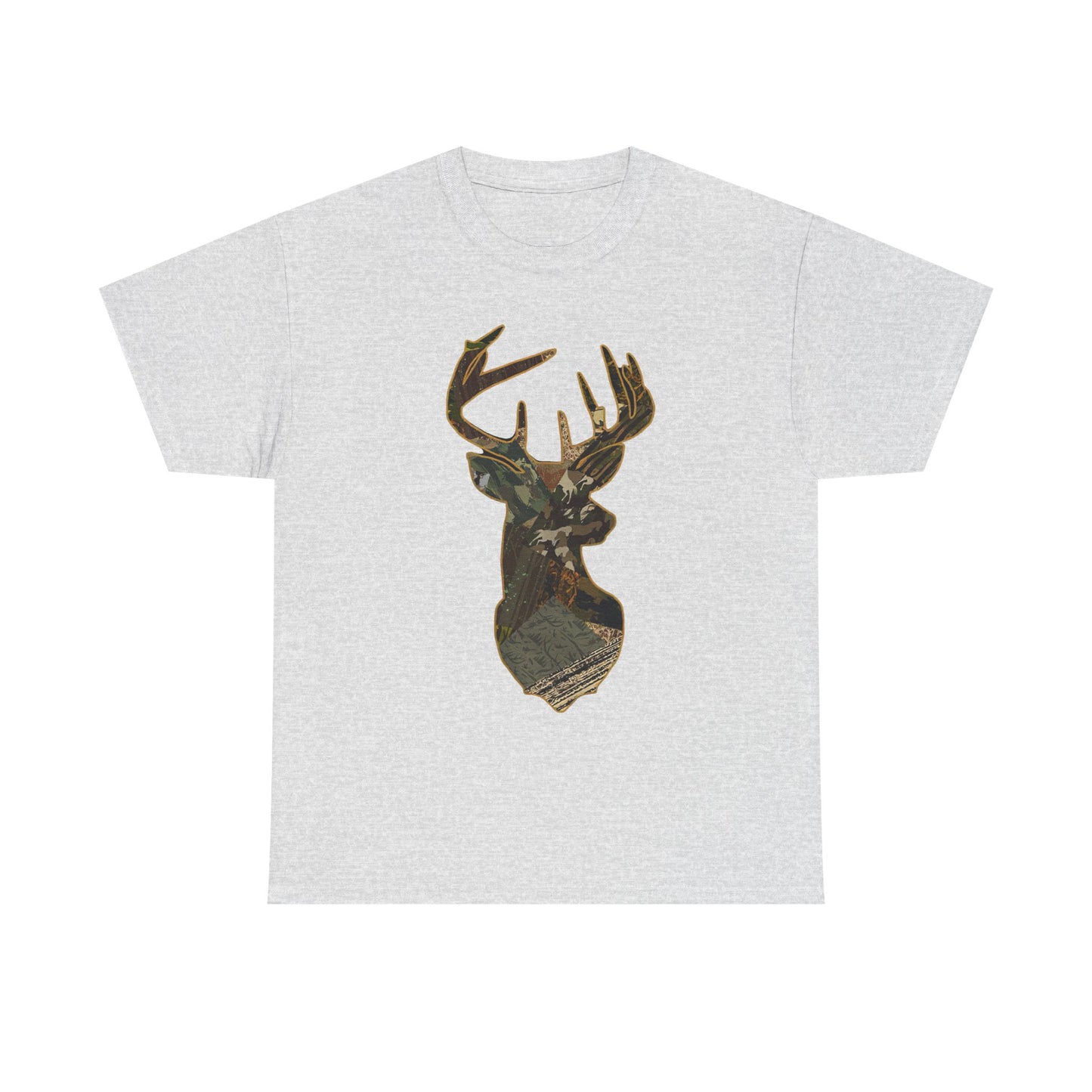 Camo Deer Buck Graphic T Shirt Unisex Heavy Cotton Tee NEW