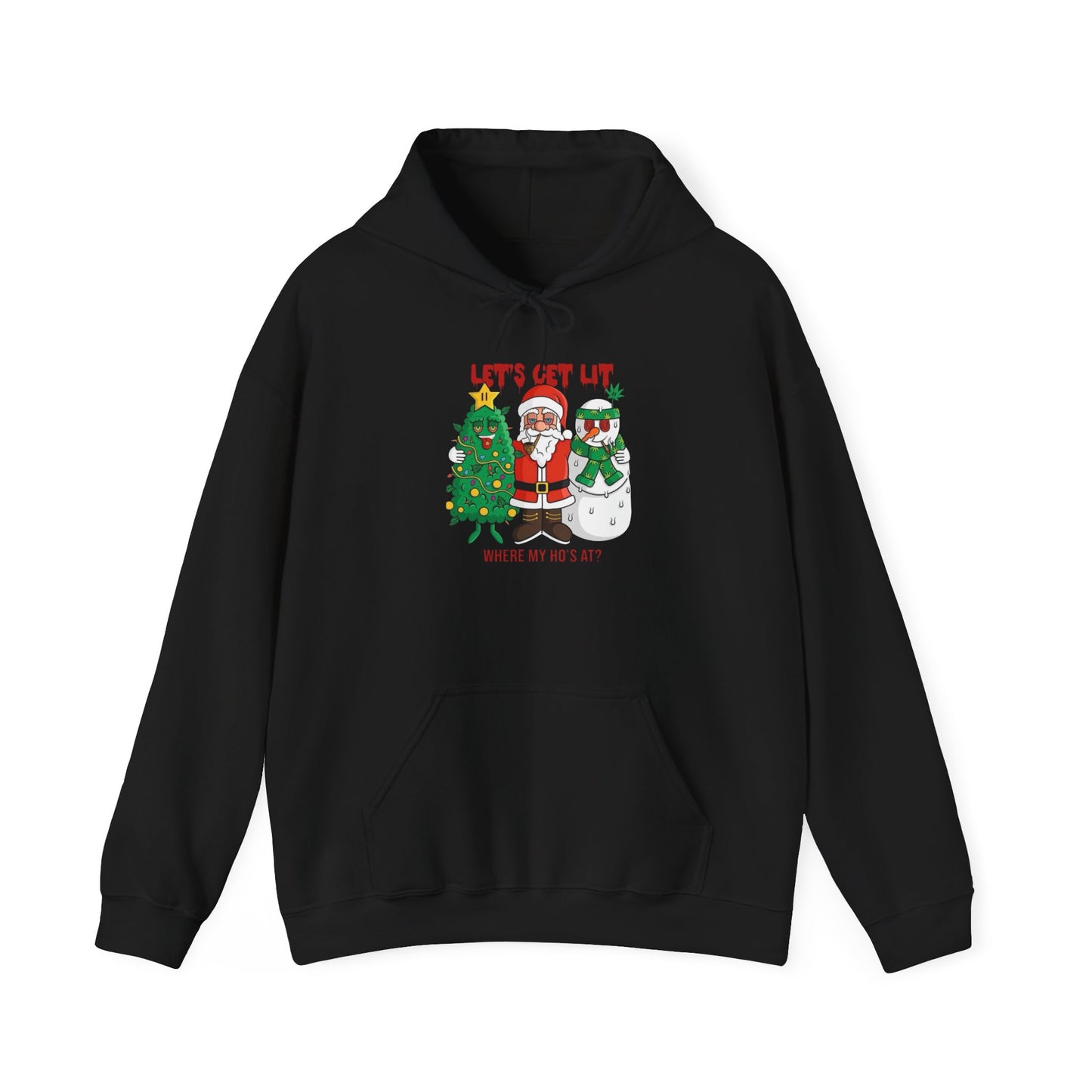 Lets Get Lit Santa Funny Graphic Hoodie NEW Unisex Heavy Blend Hooded Sweatshirt