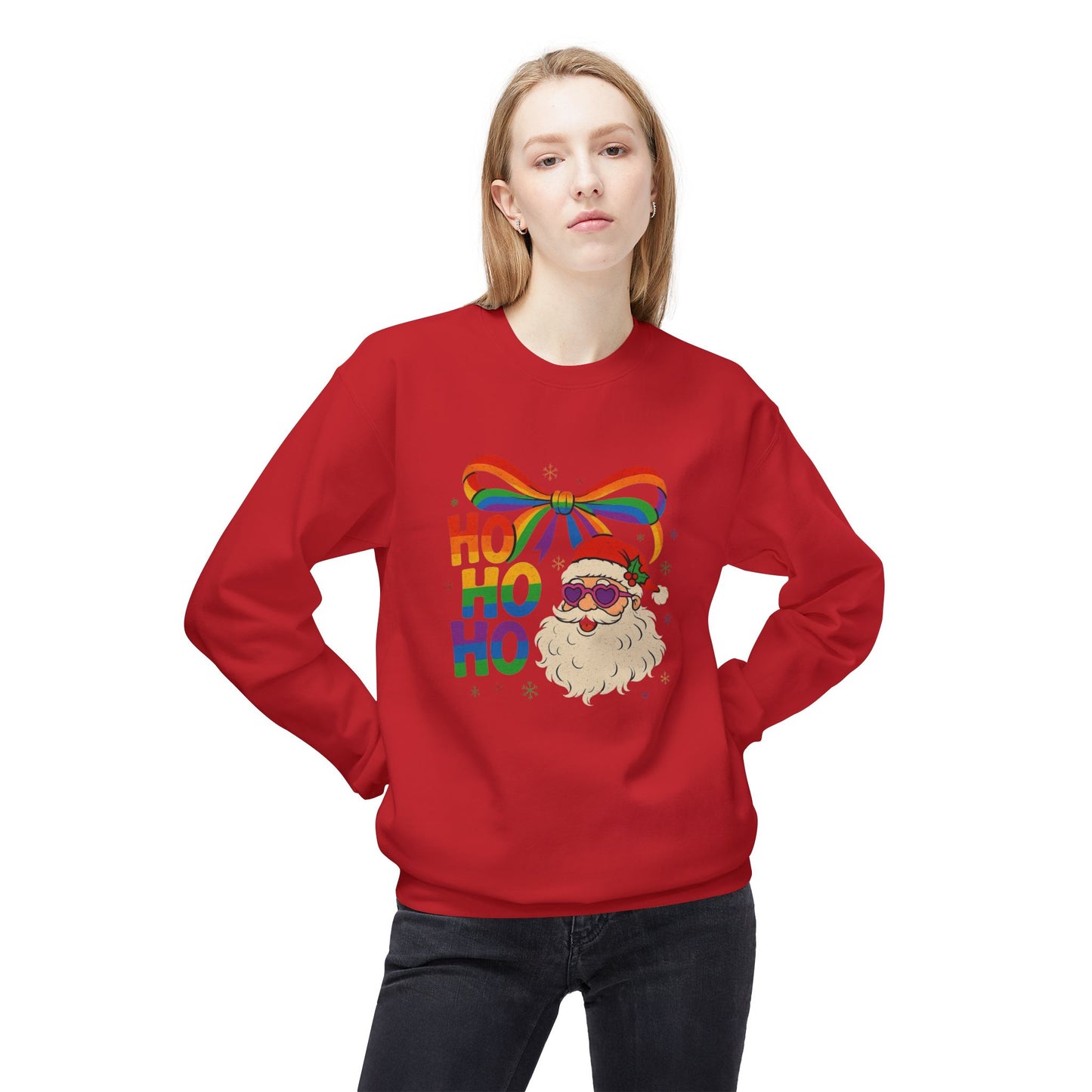 Rainbow Christmas Sweater NEW Unisex Fleece Crewneck Sweatshirt