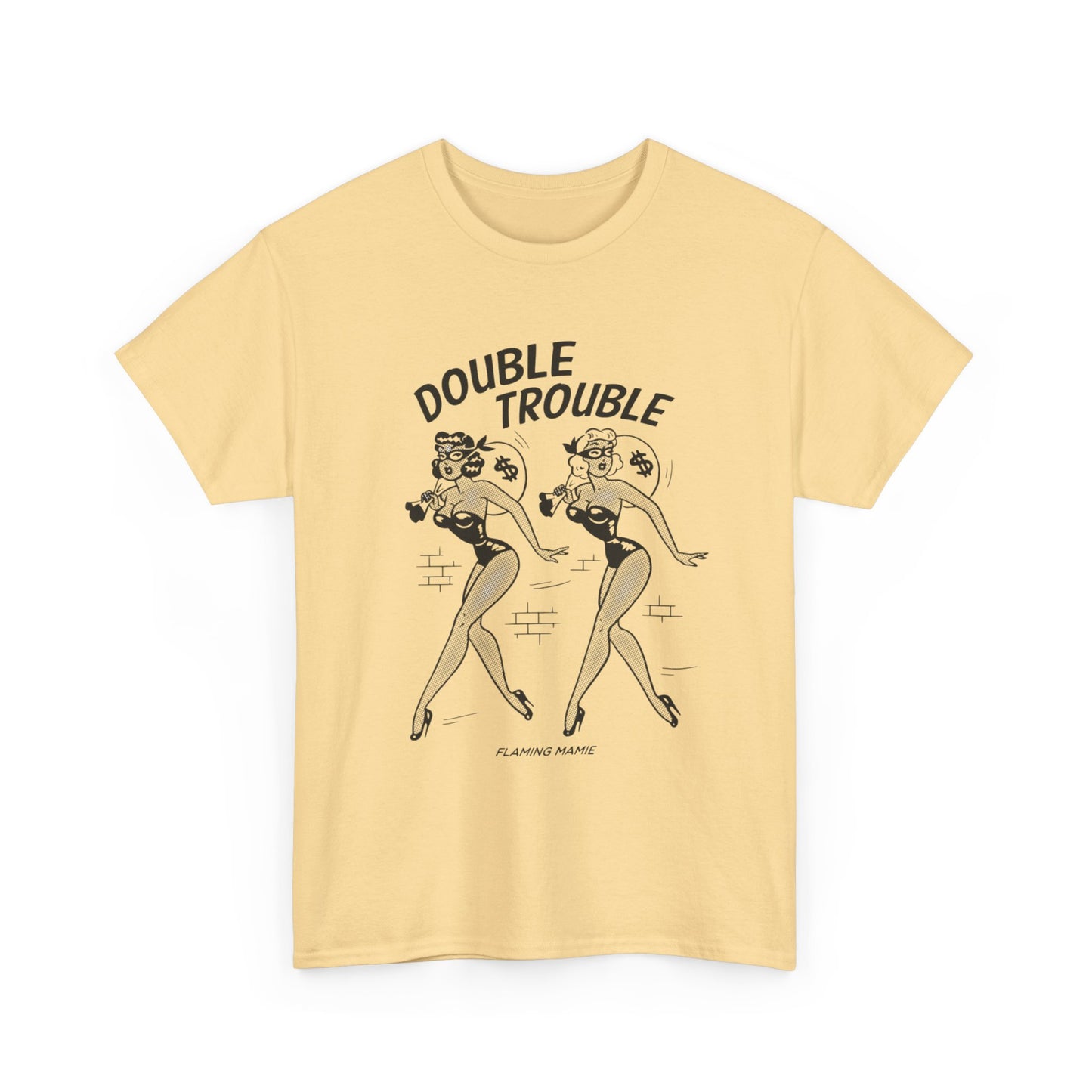 Double Trouble Flaming Mamie Graphic T Shirt Unisex Heavy Cotton Tee NEW Gift