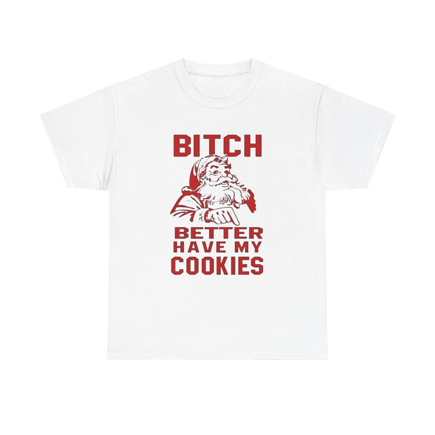 Santa Hilarious Cookies Jokes Christmas Graphic T Shirt Unisex Heavy Cotton Tee